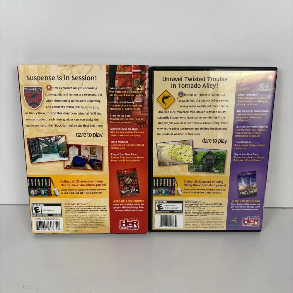 2 Nancy Drew Mystery Adventure PC CD-ROM Warnings At Waverly Trail Of The Twiste